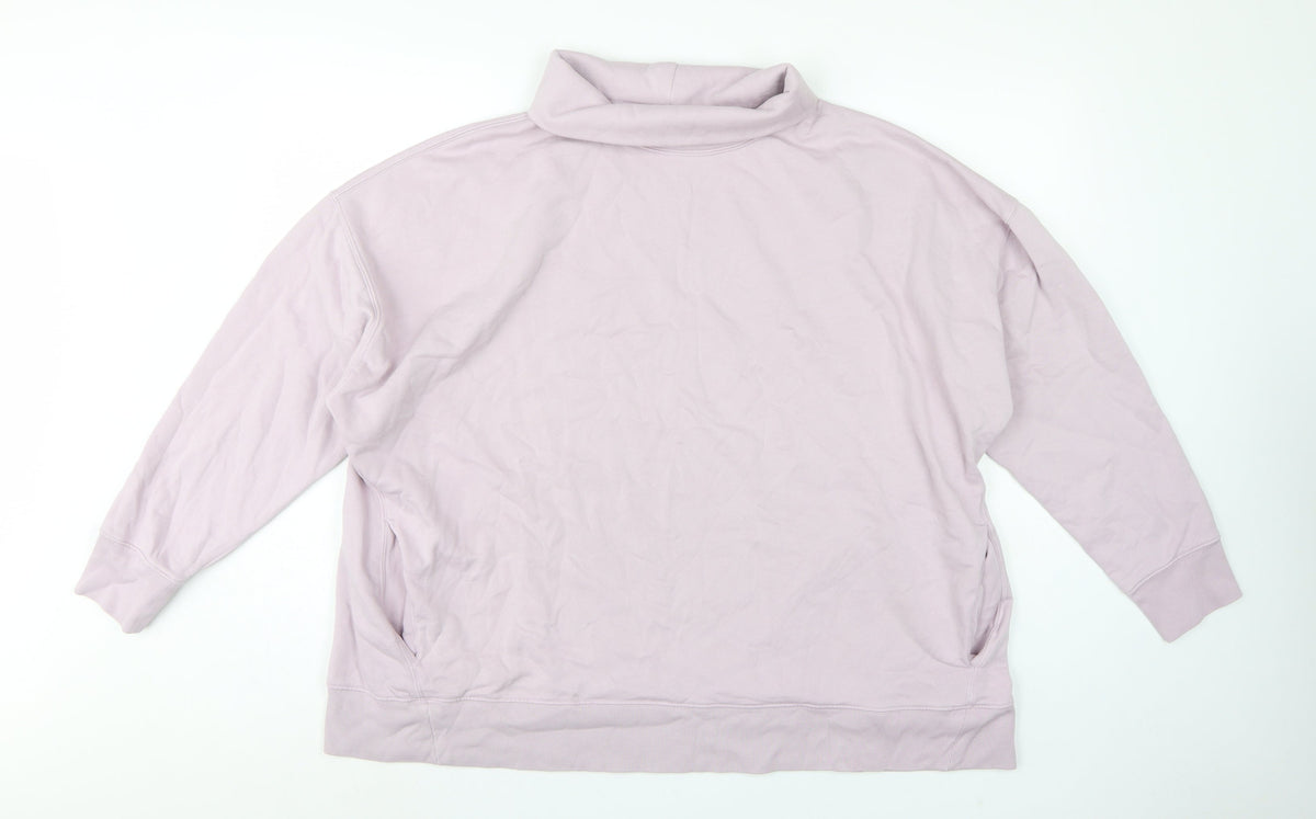 GAP Women Pink XL Oversized Cowl Neck Pullover Sweatshirt Pockets