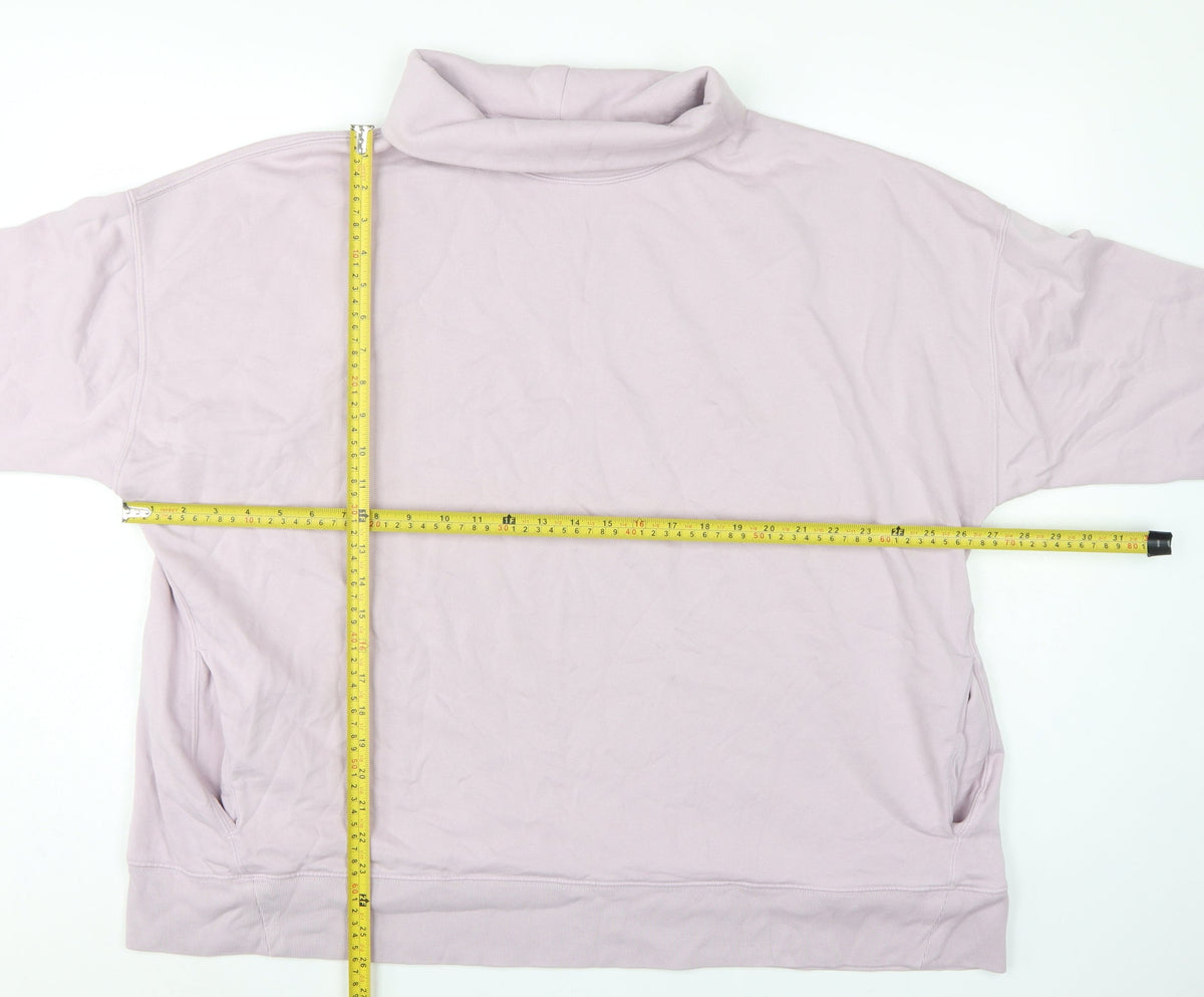 GAP Women Pink XL Oversized Cowl Neck Pullover Sweatshirt Pockets