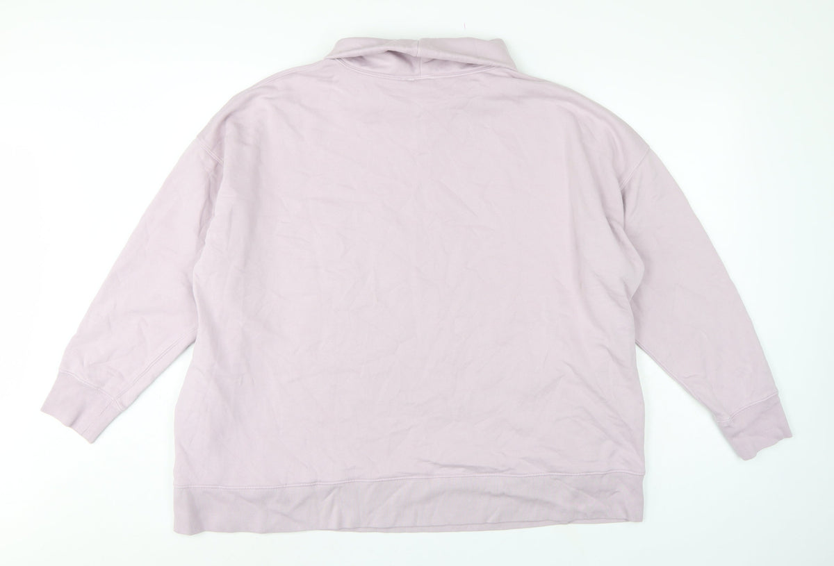 GAP Women Pink XL Oversized Cowl Neck Pullover Sweatshirt Pockets