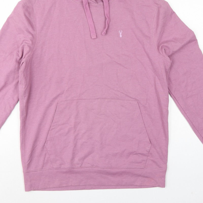 Next Men’s Pink M Pullover Hoodie Logo Cotton Blend Pockets