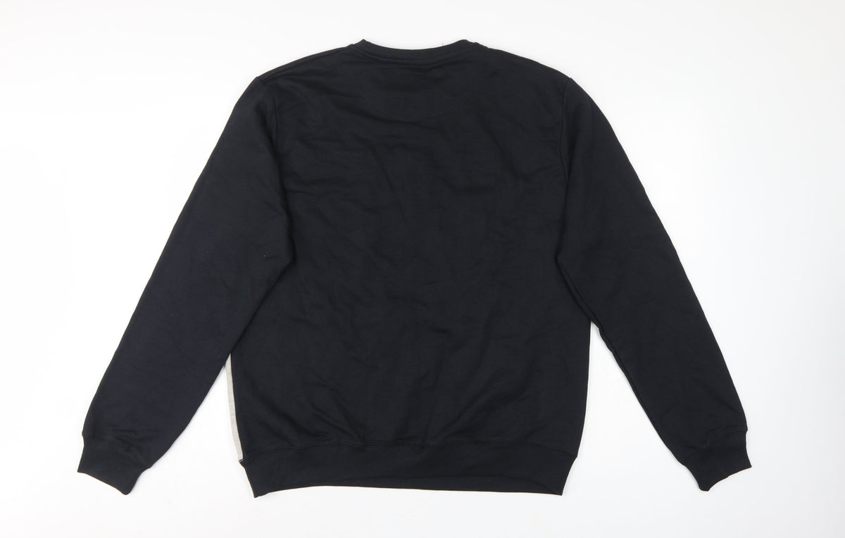 ASTRUCT Men’s Black Grey Colour Block Pocket Crew Neck Sweatshirt L