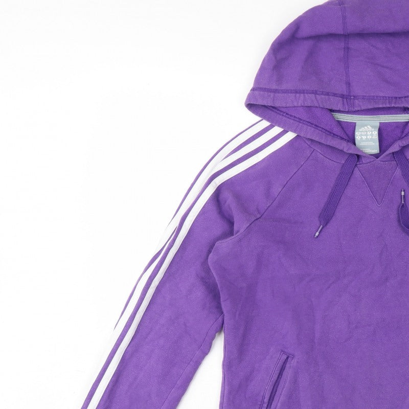 Adidas Women’s Purple UK 12 Pullover Hoodie 3 Stripe Logo