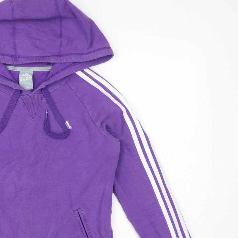Adidas Women’s Purple UK 12 Pullover Hoodie 3 Stripe Logo