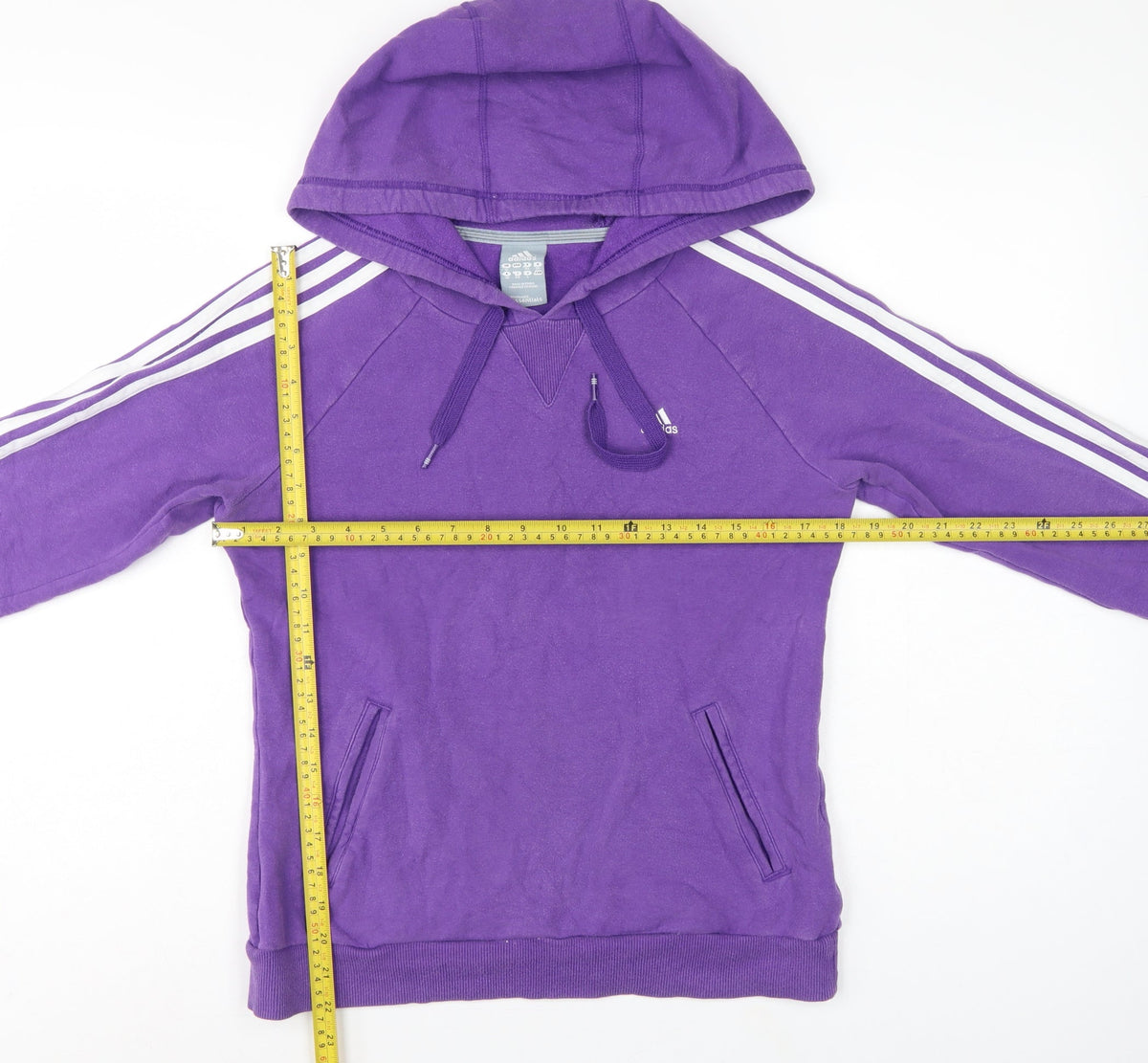 Adidas Women’s Purple UK 12 Pullover Hoodie 3 Stripe Logo