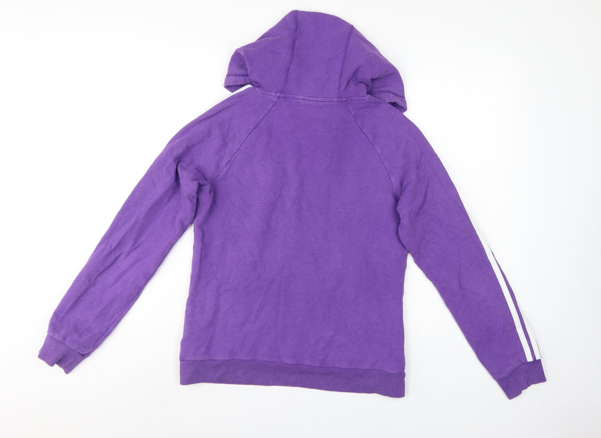 Adidas Women’s Purple UK 12 Pullover Hoodie 3 Stripe Logo