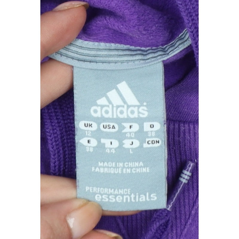 Adidas Women’s Purple UK 12 Pullover Hoodie 3 Stripe Logo