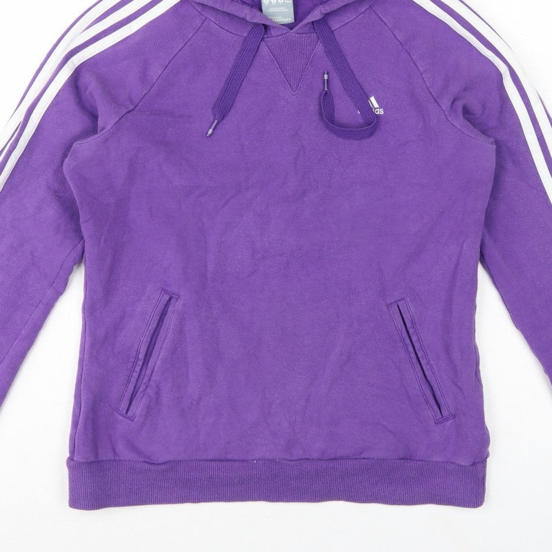 Adidas Women’s Purple UK 12 Pullover Hoodie 3 Stripe Logo
