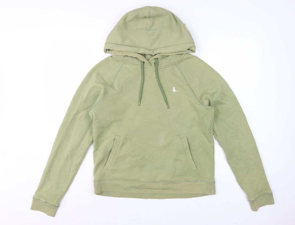 Jack Wills Women Green UK 10 Pullover Hoodie Logo Fleece