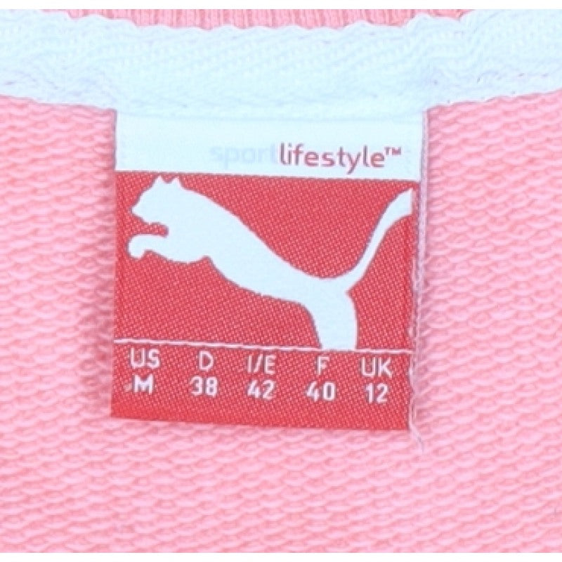 Puma Women Pink UK 12 Short Sleeve Graphic Logo Pullover Sweatshirt