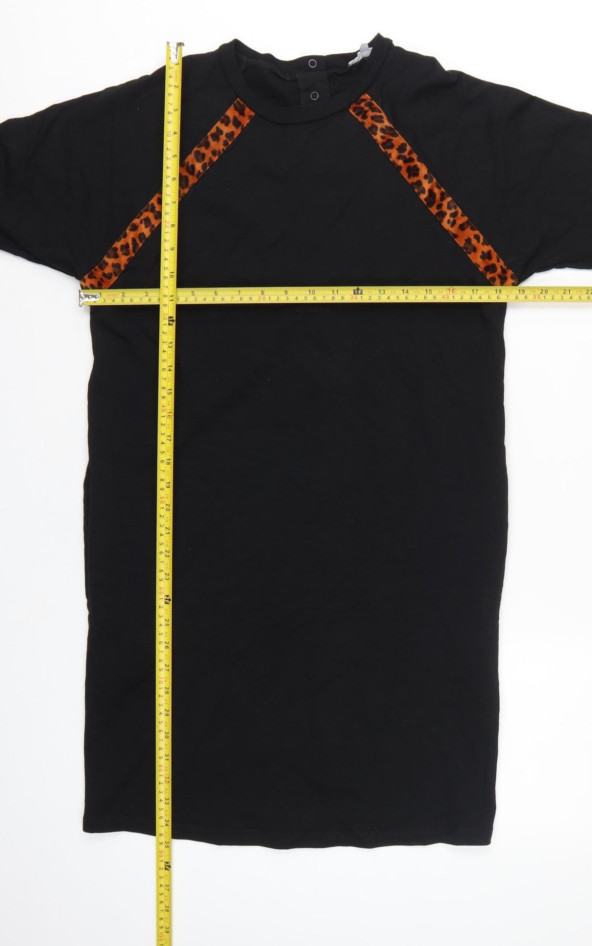 Oliver Bonas Women Black Leopard Panel Jumper Dress Size S