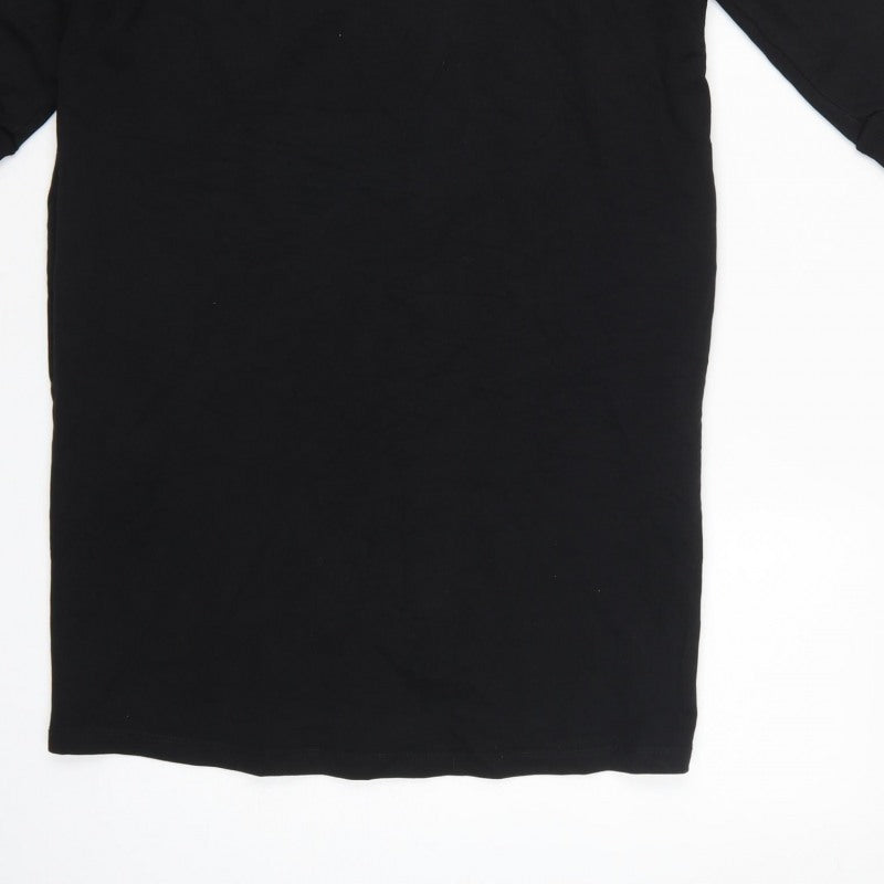 Oliver Bonas Women Black Leopard Panel Jumper Dress Size S