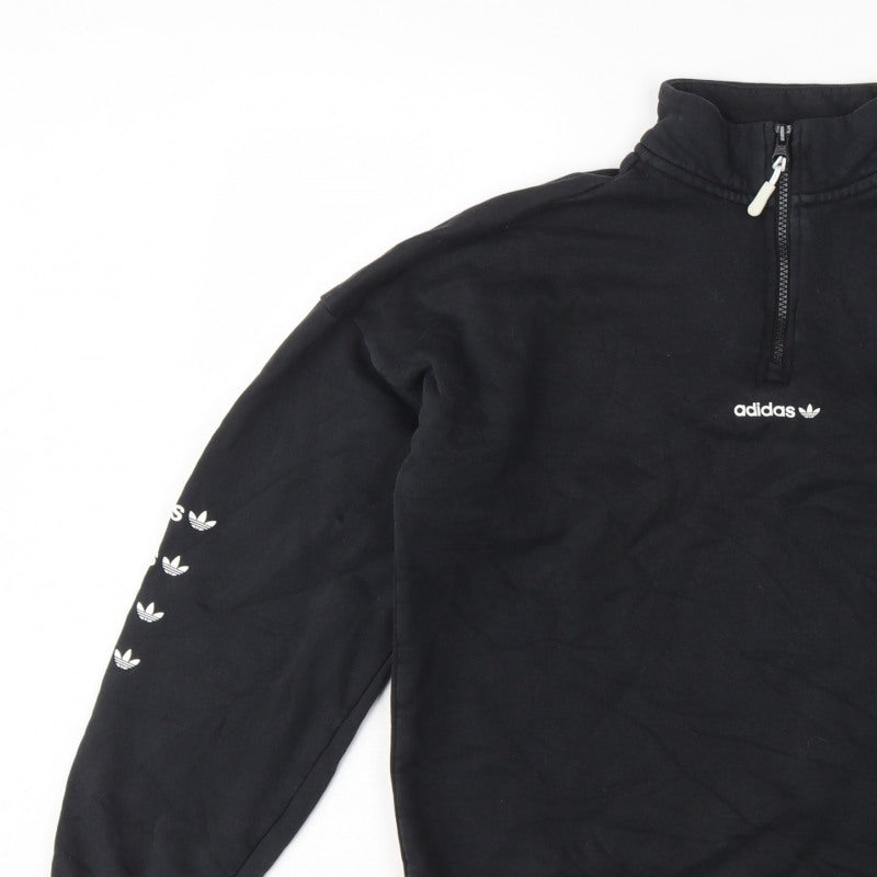 Adidas Women’s Black UK 10 S 1/4 Zip Logo Pullover Sweatshirt
