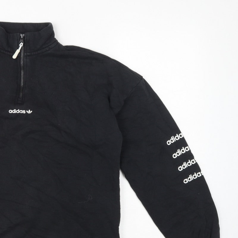 Adidas Women’s Black UK 10 S 1/4 Zip Logo Pullover Sweatshirt