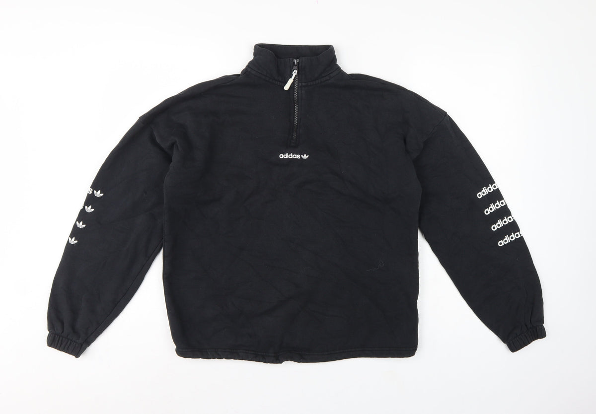 Adidas Women’s Black UK 10 S 1/4 Zip Logo Pullover Sweatshirt