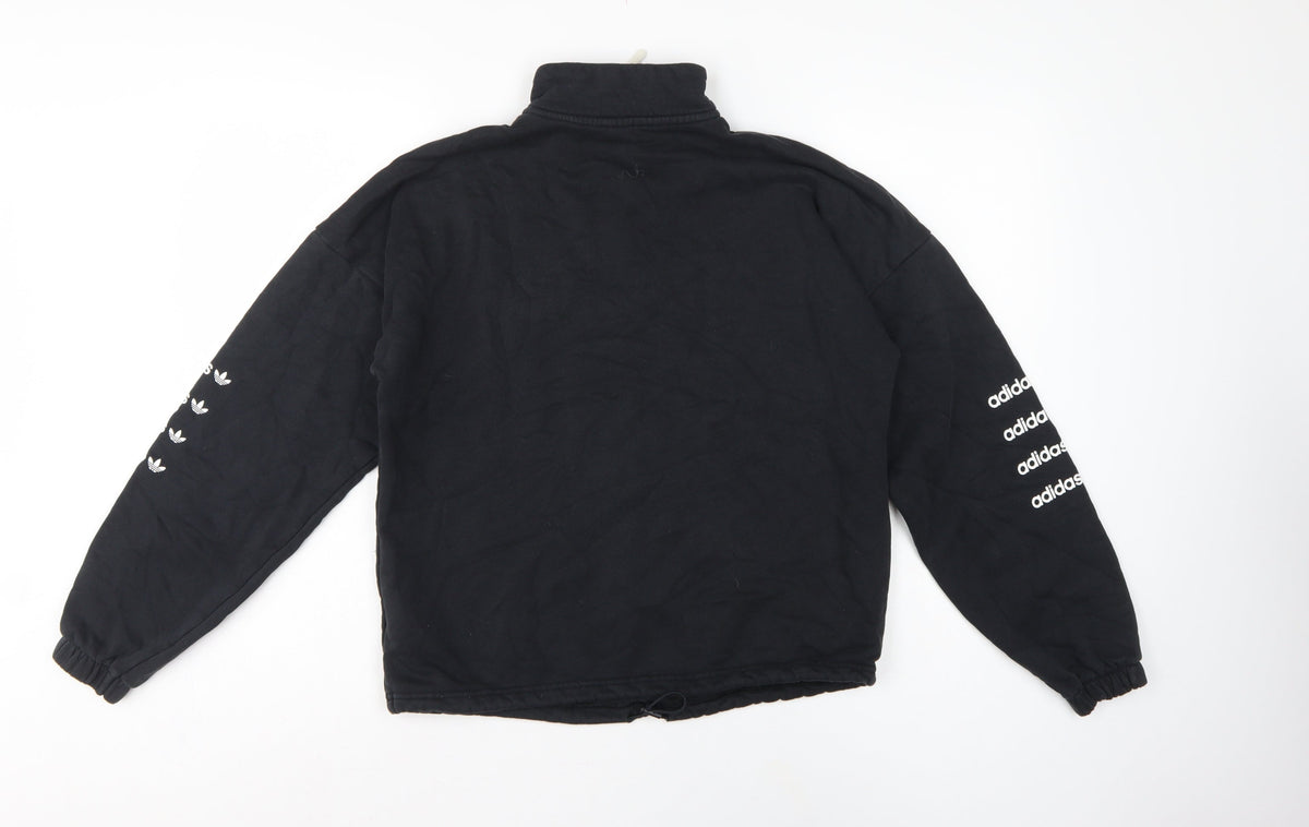 Adidas Women’s Black UK 10 S 1/4 Zip Logo Pullover Sweatshirt