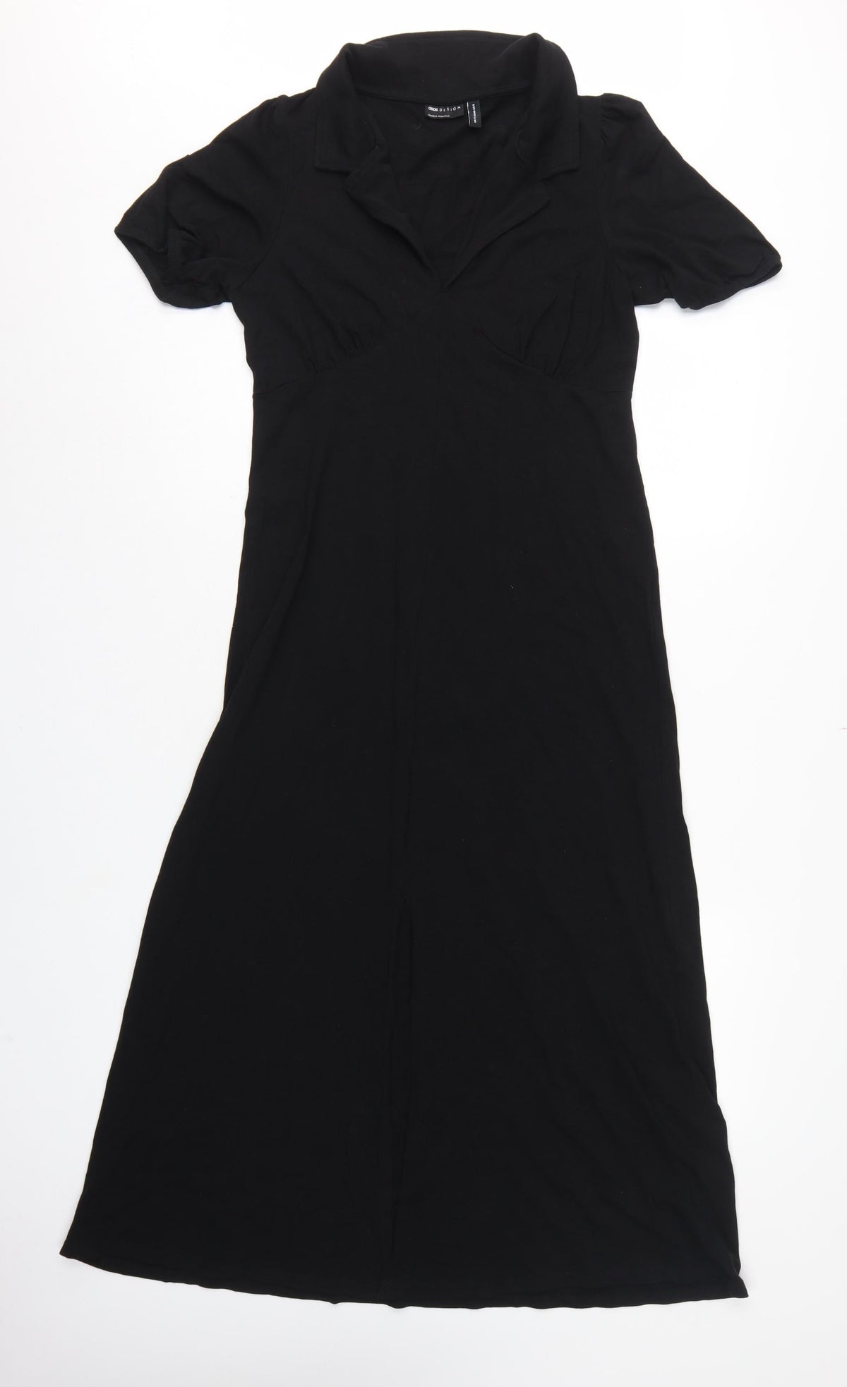 ASOS DESIGN Women Black UK 12 Long Maxi Collared Puff Sleeve Dress