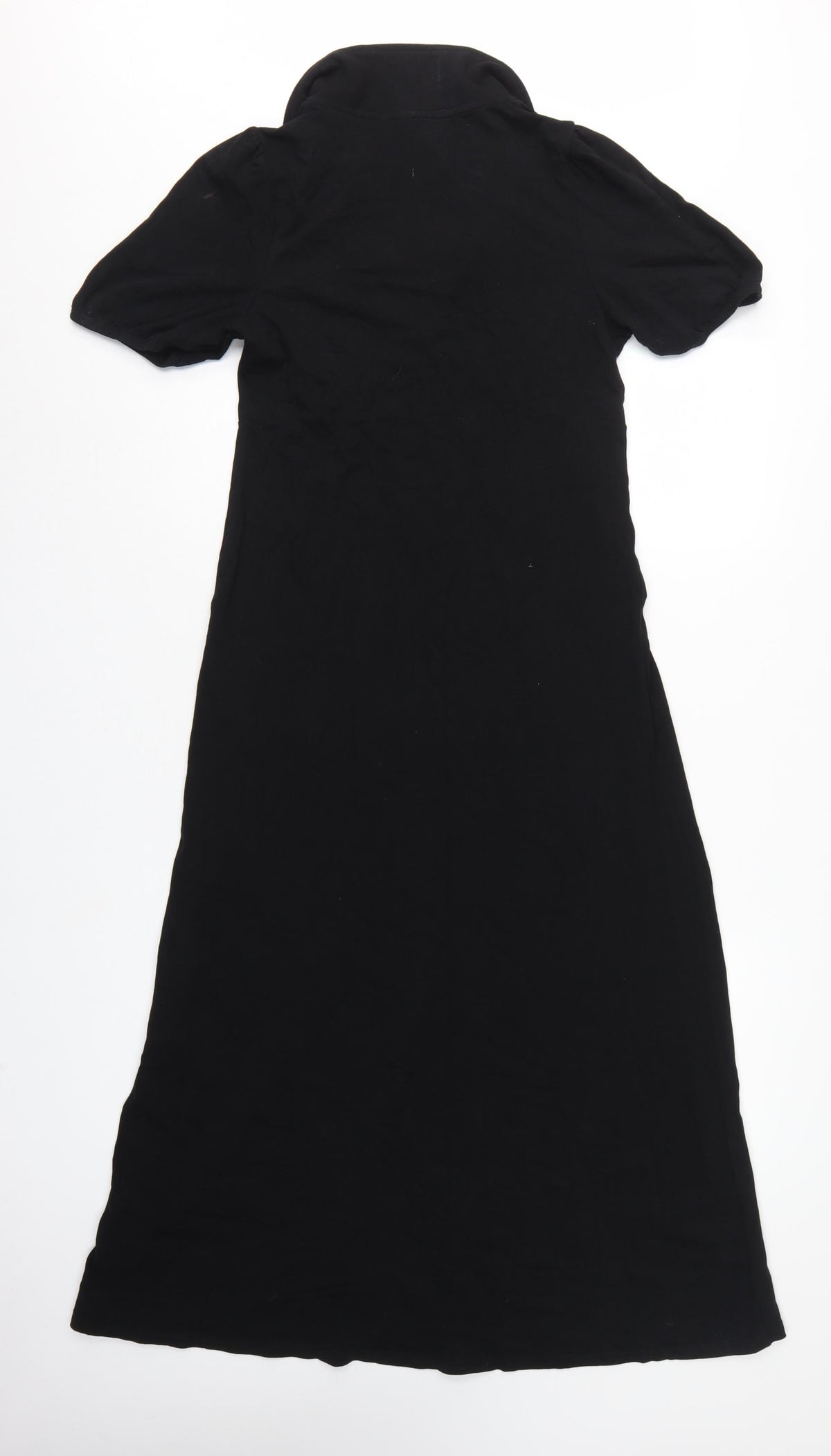 ASOS DESIGN Women Black UK 12 Long Maxi Collared Puff Sleeve Dress