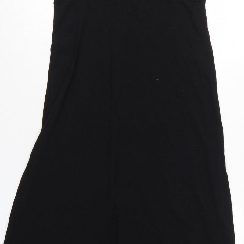 ASOS DESIGN Women Black UK 12 Long Maxi Collared Puff Sleeve Dress