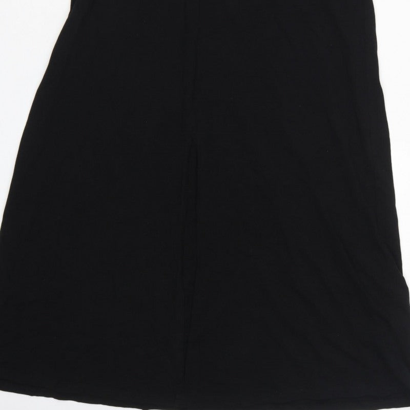 ASOS DESIGN Women Black UK 12 Long Maxi Collared Puff Sleeve Dress