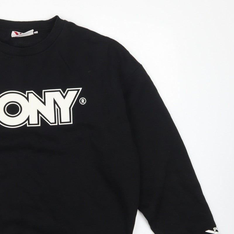 Pony Men's Black L Logo Graphic Print Crew Neck Pullover Sweatshirt