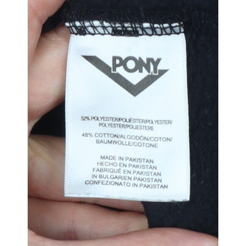 Pony Men's Black L Logo Graphic Print Crew Neck Pullover Sweatshirt