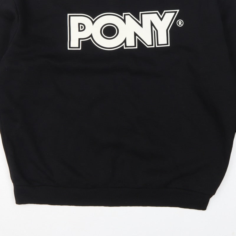 Pony Men's Black L Logo Graphic Print Crew Neck Pullover Sweatshirt