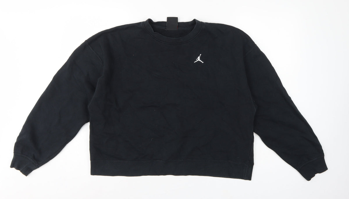 Jordan Women’s Black S Loose Fit Logo Crewneck Pullover Sweatshirt