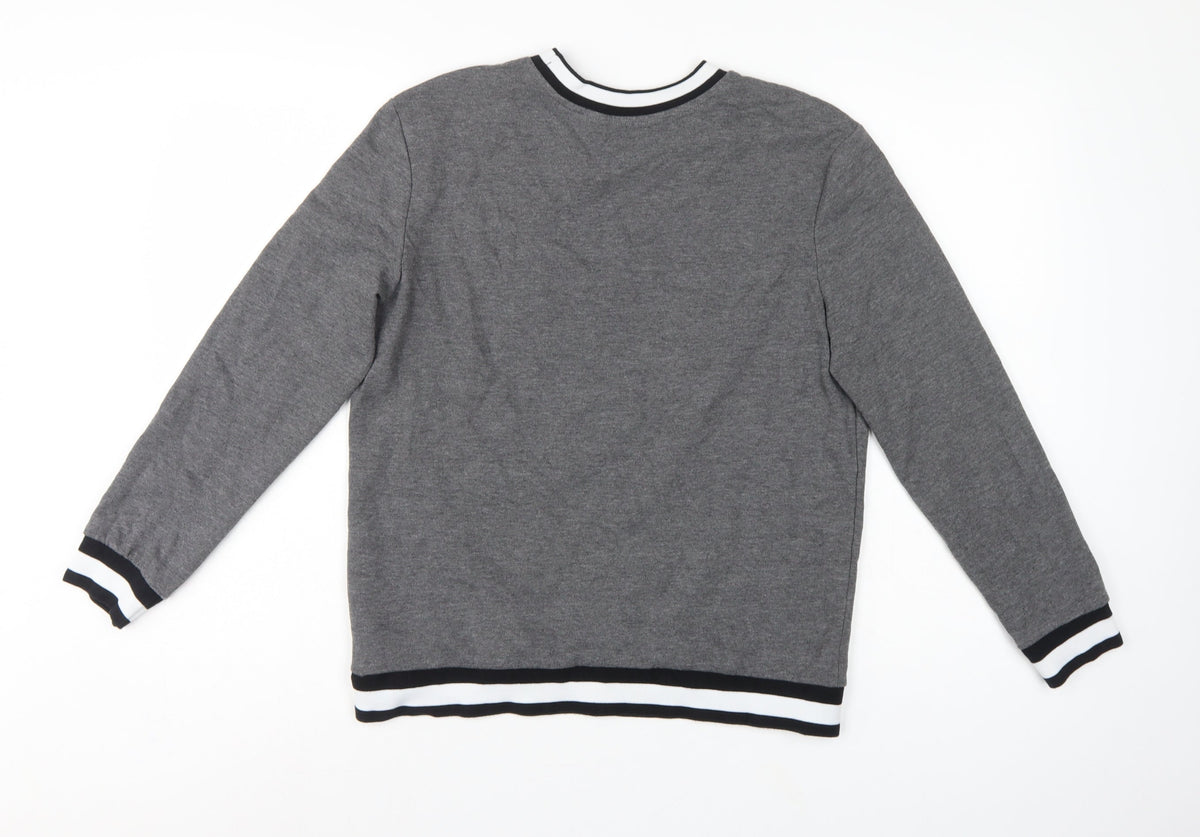 Dorothy Perkins Women Grey UK 12 Love Embroidered Pullover Sweatshirt