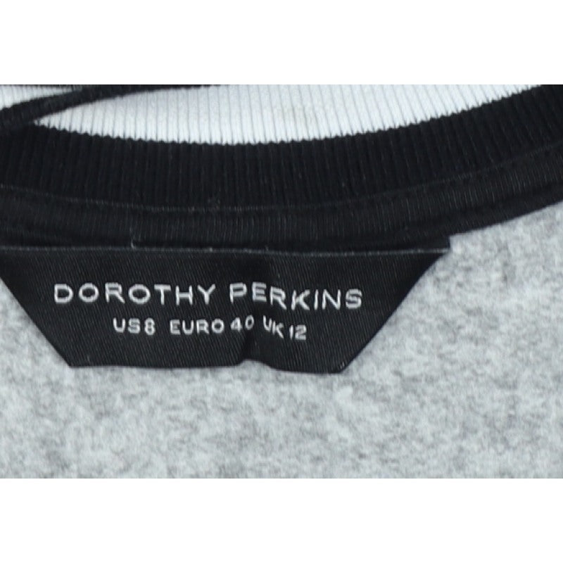 Dorothy Perkins Women Grey UK 12 Love Embroidered Pullover Sweatshirt