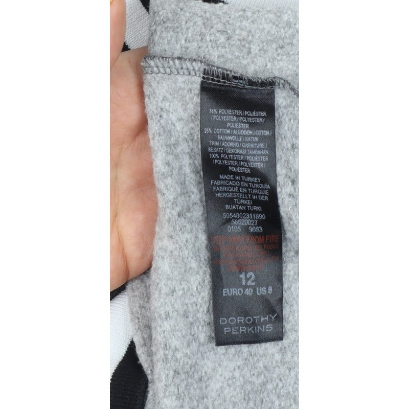 Dorothy Perkins Women Grey UK 12 Love Embroidered Pullover Sweatshirt