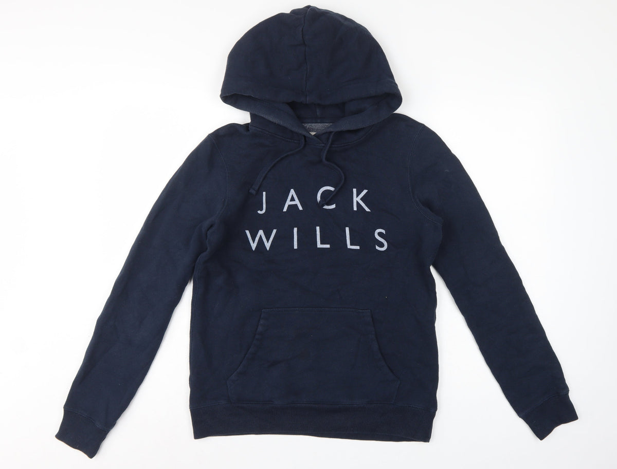 Jack Wills Women’s Blue UK 10 Pullover Hoodie Logo Fleece