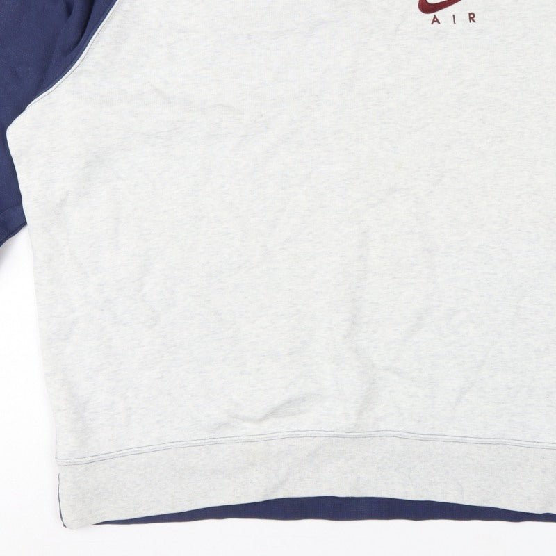 Nike Air Men’s XL Grey Navy Embroidered Logo Crew Neck Sweatshirt