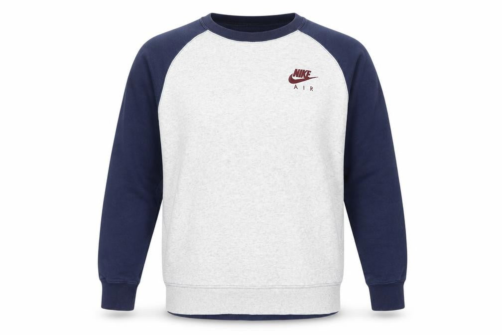 Nike Air Men’s XL Grey Navy Embroidered Logo Crew Neck Sweatshirt