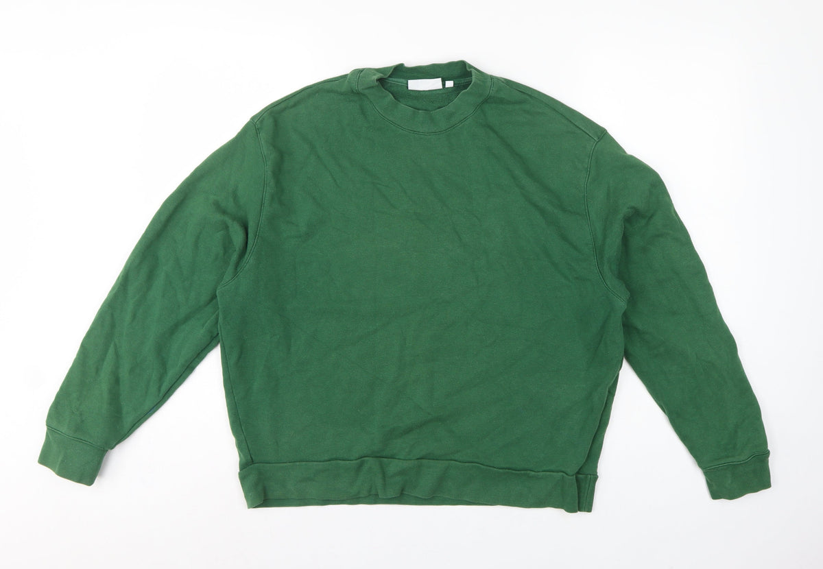 Weekday Women Green S Cropped Pullover Crew Neck Sweatshirt