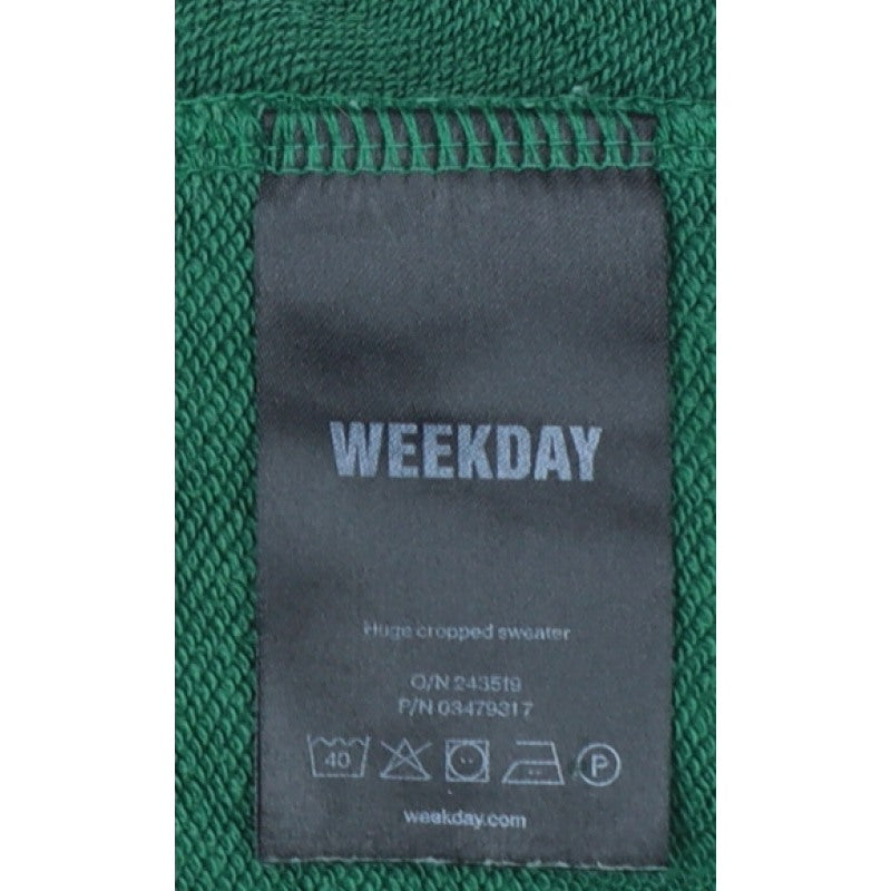 Weekday Women Green S Cropped Pullover Crew Neck Sweatshirt