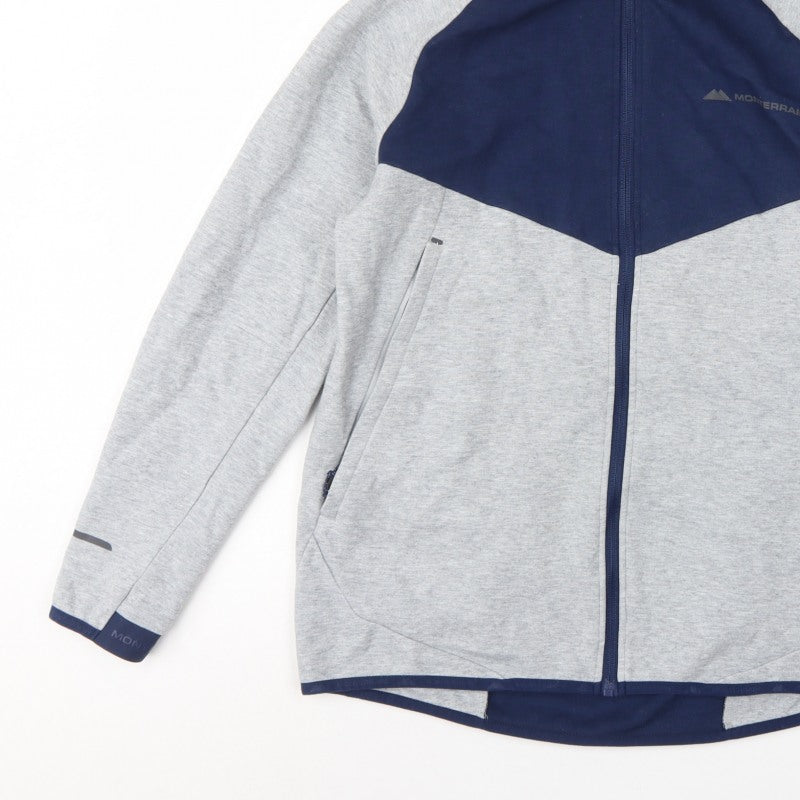 Monterrain Men’s Grey Navy L Full Zip Hooded Fleece Outdoor Hoodie