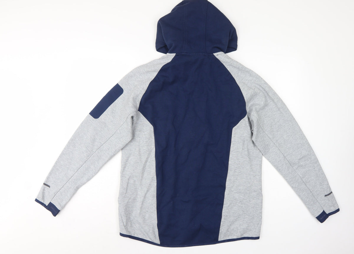 Monterrain Men’s Grey Navy L Full Zip Hooded Fleece Outdoor Hoodie