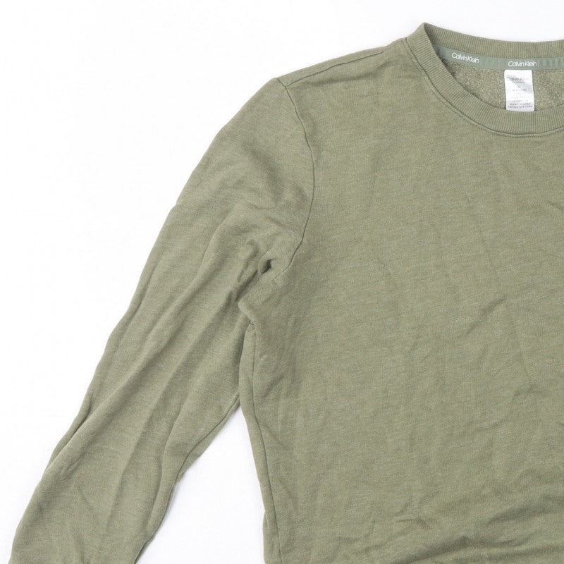 Calvin Klein Men Green M Pyjama Top Cotton Blend Logo Sleepwear