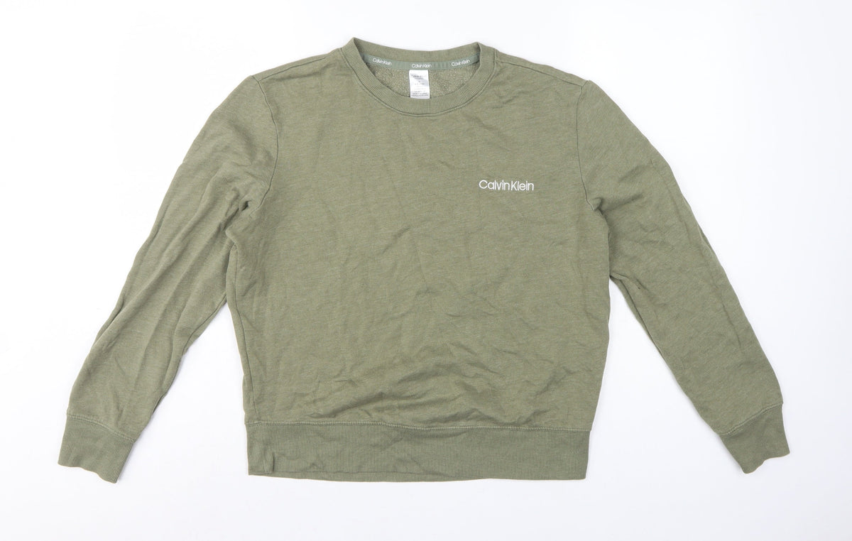 Calvin Klein Men Green M Pyjama Top Cotton Blend Logo Sleepwear