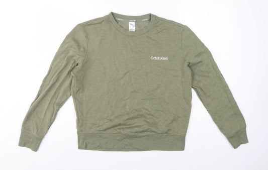 Calvin Klein Men Green M Pyjama Top Cotton Blend Logo Sleepwear