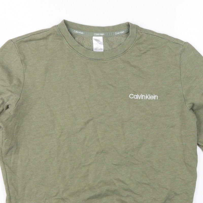 Calvin Klein Men Green M Pyjama Top Cotton Blend Logo Sleepwear