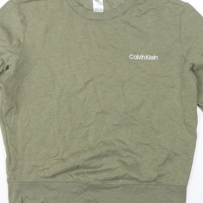 Calvin Klein Men Green M Pyjama Top Cotton Blend Logo Sleepwear