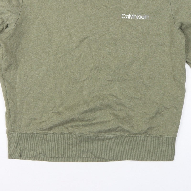 Calvin Klein Men Green M Pyjama Top Cotton Blend Logo Sleepwear