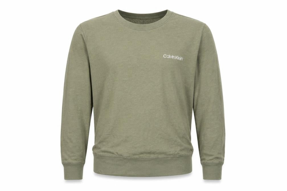 Calvin Klein Men Green M Pyjama Top Cotton Blend Logo Sleepwear