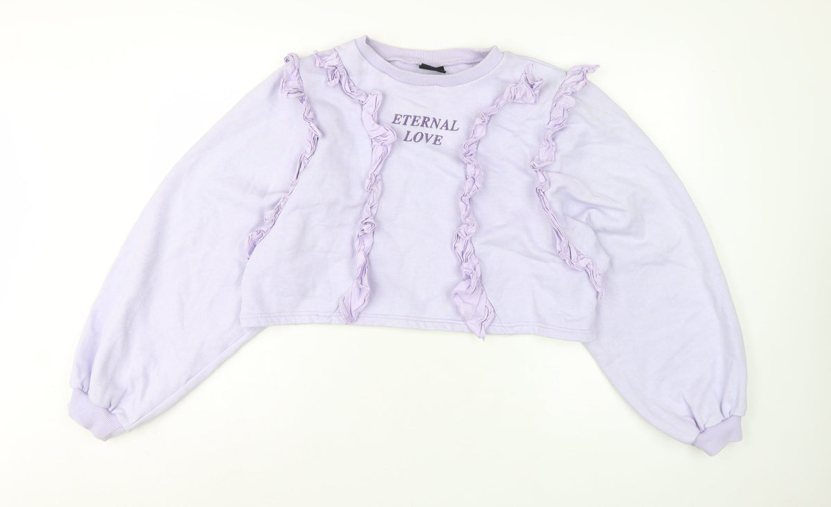 Minga London Women's Lilac XS/S Ruffle Cropped Sweatshirt Eternal Love