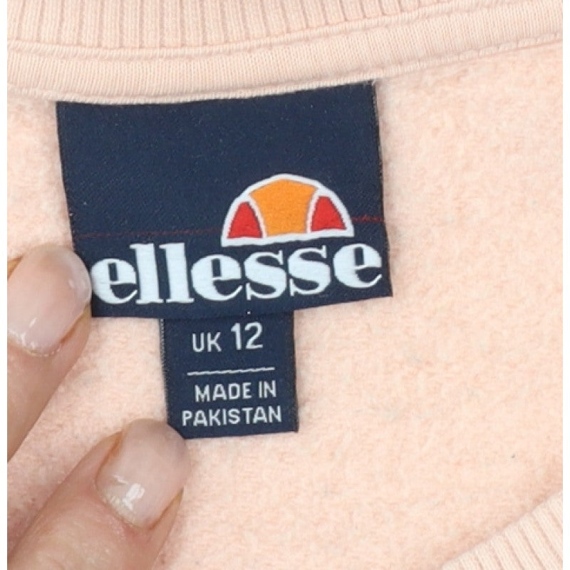 Ellesse Women’s Pink Logo Fleece Sweatshirt UK 12 Crew Neck