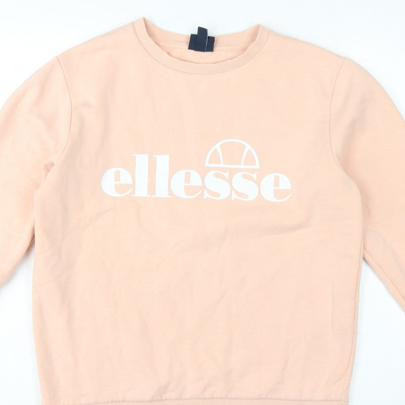 Ellesse Women’s Pink Logo Fleece Sweatshirt UK 12 Crew Neck