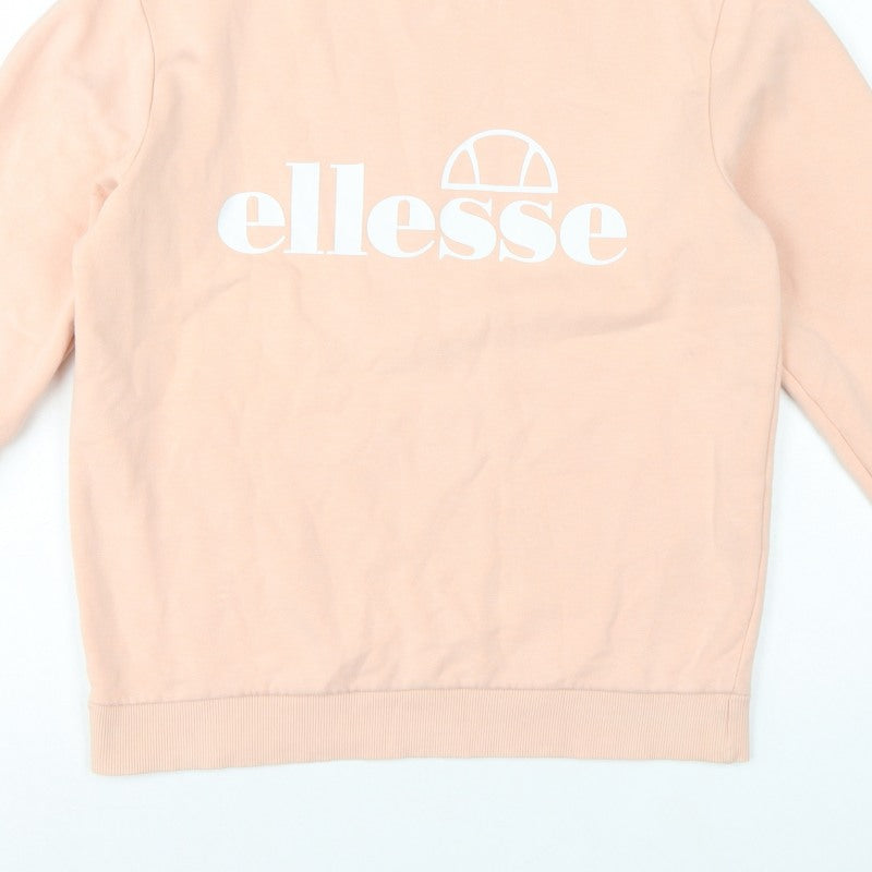 Ellesse Women’s Pink Logo Fleece Sweatshirt UK 12 Crew Neck