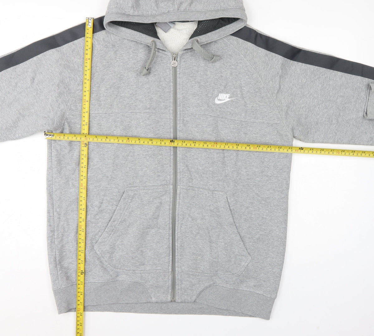 Nike Men’s Grey L Full Zip Hooded Fleece Sweatshirt Logo