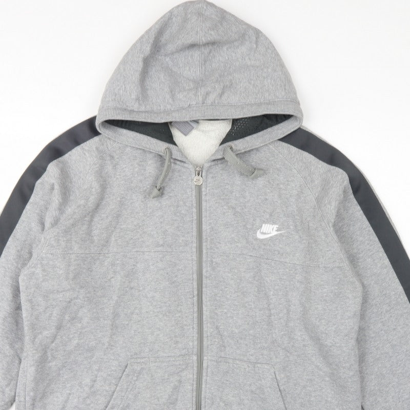 Nike Men’s Grey L Full Zip Hooded Fleece Sweatshirt Logo